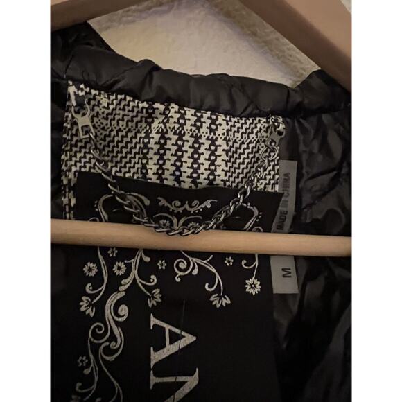 Anorak Womens Duck Down Feather Light Weight Long Puffer Houndstooth Size Medium - Picture 9 of 15